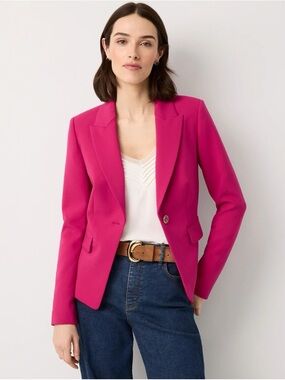 White House Black Market Cropped One-Button Blazer in Black